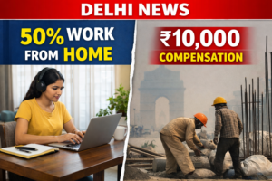 Delhi air pollution update: 50% staff to work from home, registered construction workers to get ₹10,000 compensation amid GRAP curbs.