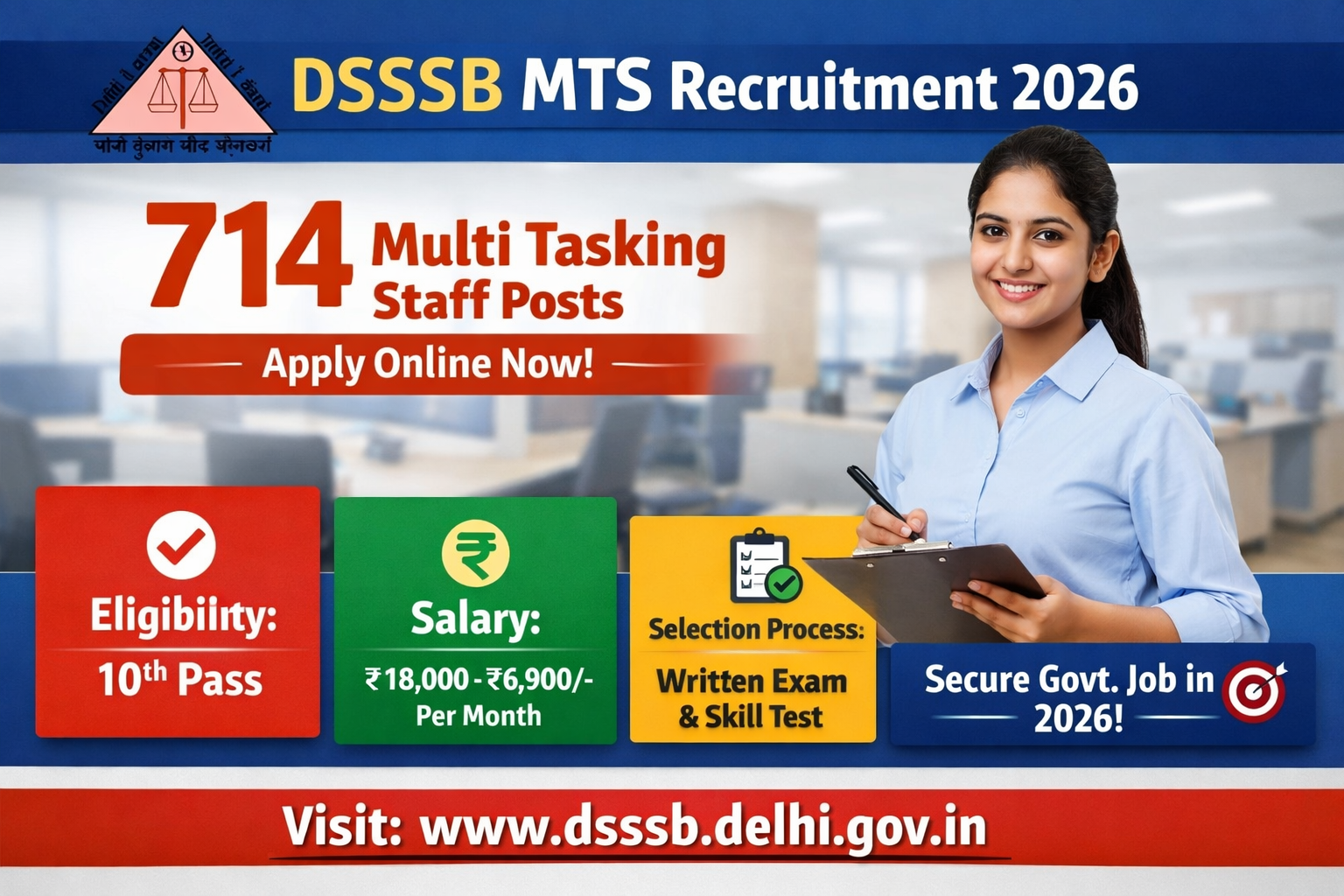 DSSSB MTS Recruitment 2026
