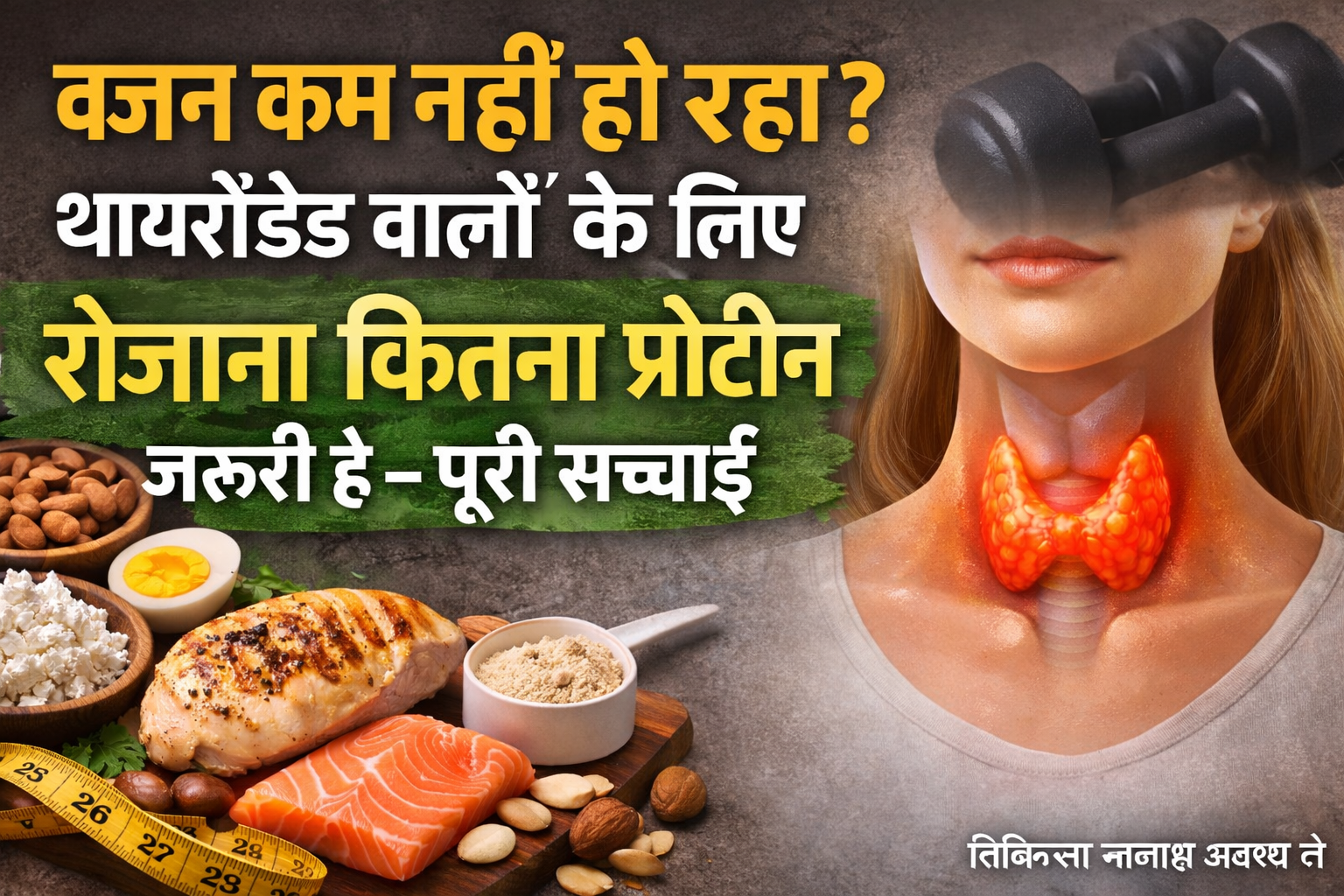 थायरॉइड मरीजों के लिए वजन घटाने में रोज़ाना प्रोटीन की सही मात्रा दर्शाता हुआ फीचर्ड इमेज