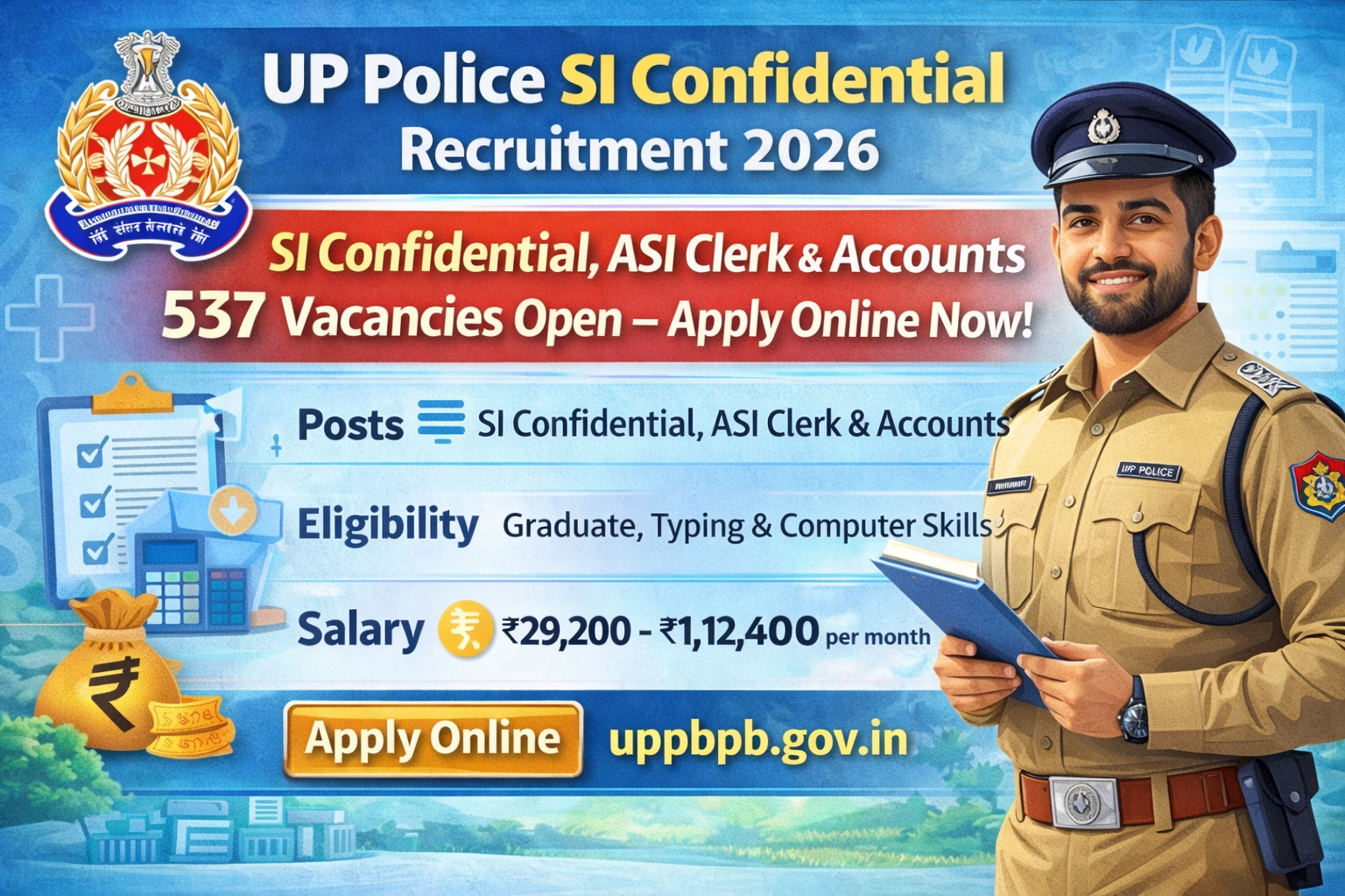 UP Police ASI Clerk Recruitment 2026 UP Police ASI Accounts Vacancy 2026 UP Police SI Confidential Vacancy 2026 UP Police Recruitment 2026 Apply Online UP Police ASI Clerk Jobs 2026