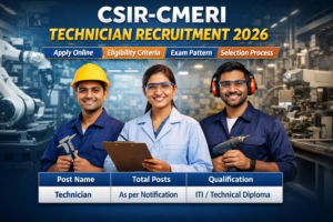 CSIR-CMERI Technician Recruitment 2025: Apply Online for Technical Staff Posts, Eligibility & Selection Process