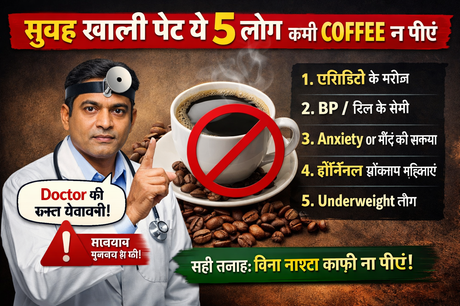 सुबह खाली पेट कॉफी न पीने की डॉक्टर की चेतावनी, 5 लोग जिन्हें खाली पेट कॉफी से नुकसान हो सकता है