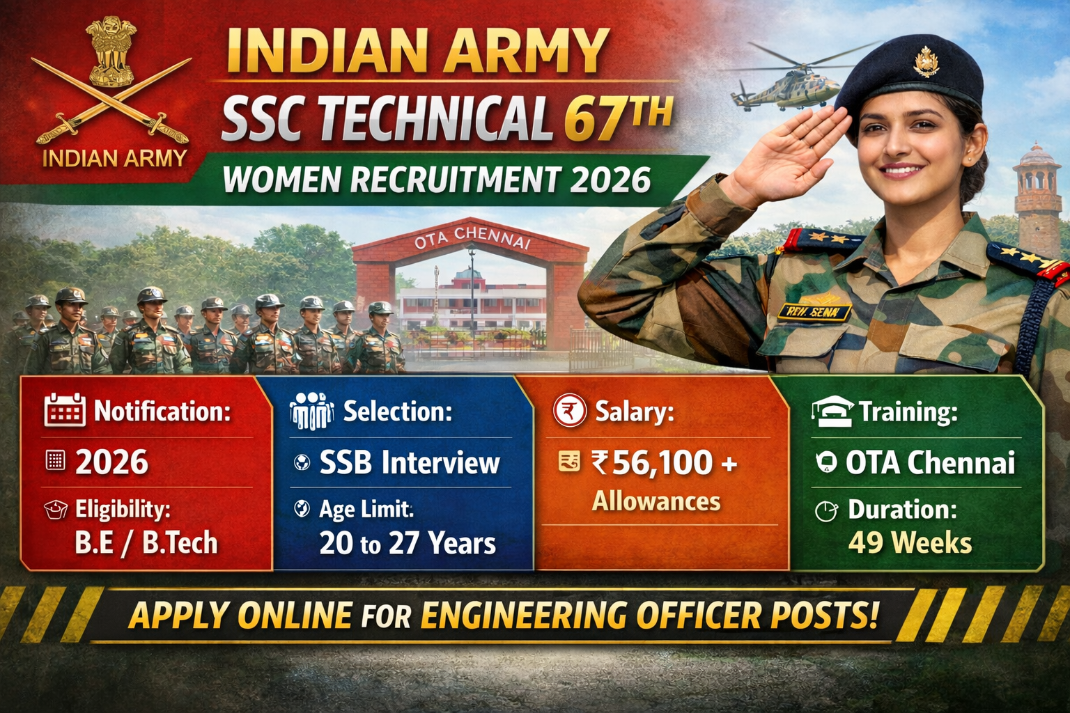 Indian Army SSC Technical 67th Women Recruitment 2026