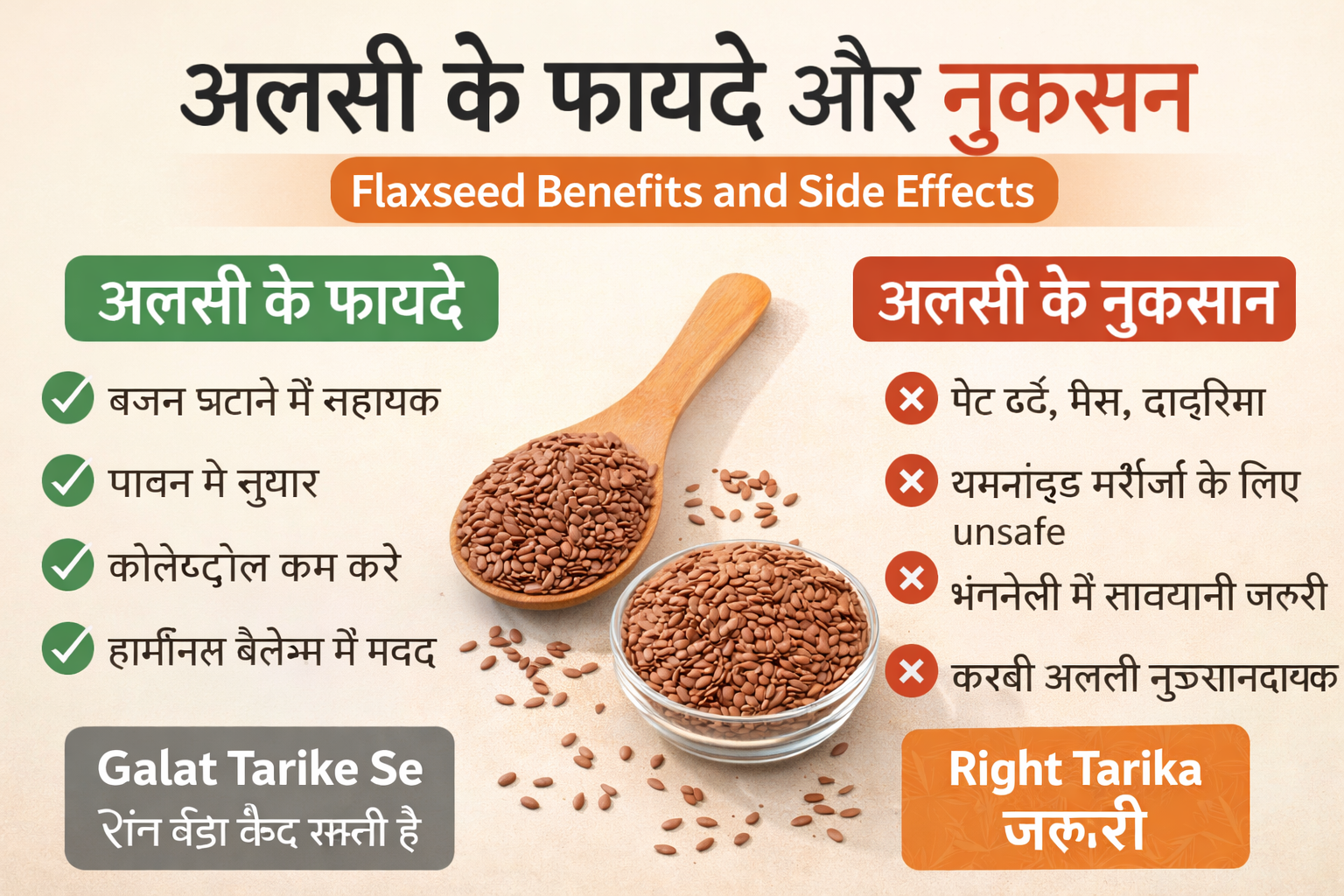 flaxseed benefits and side effects in hindi – अलसी के फायदे और नुकसान, सही तरीका और सावधानियां