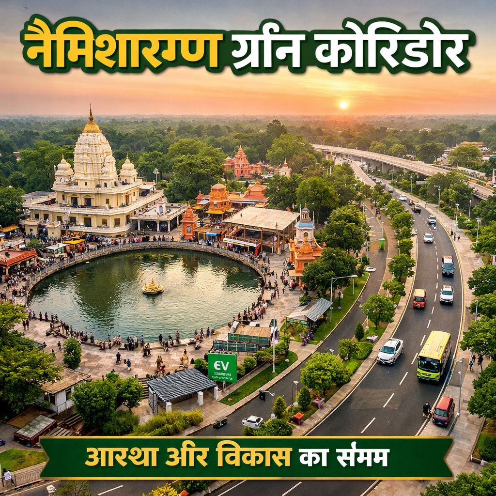 नैमिषारण्य ग्रीन कॉरिडोर परियोजना के तहत विकसित हो रहा चक्र तीर्थ क्षेत्र और हरित सड़क मार्ग, सीतापुर उत्तर प्रदेश